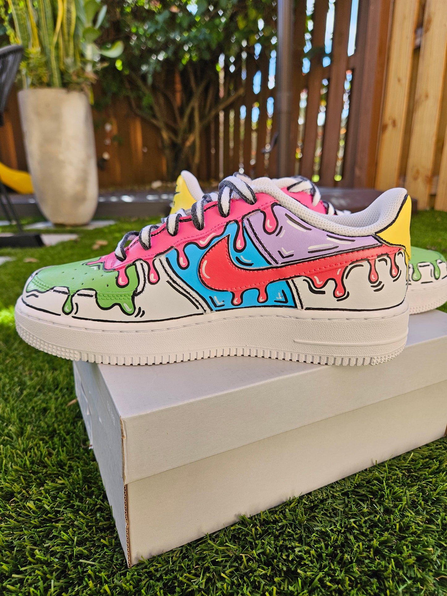 Hand-Painted Nike Air Force 1 – Cartoon Drip Custom Art Sneakers