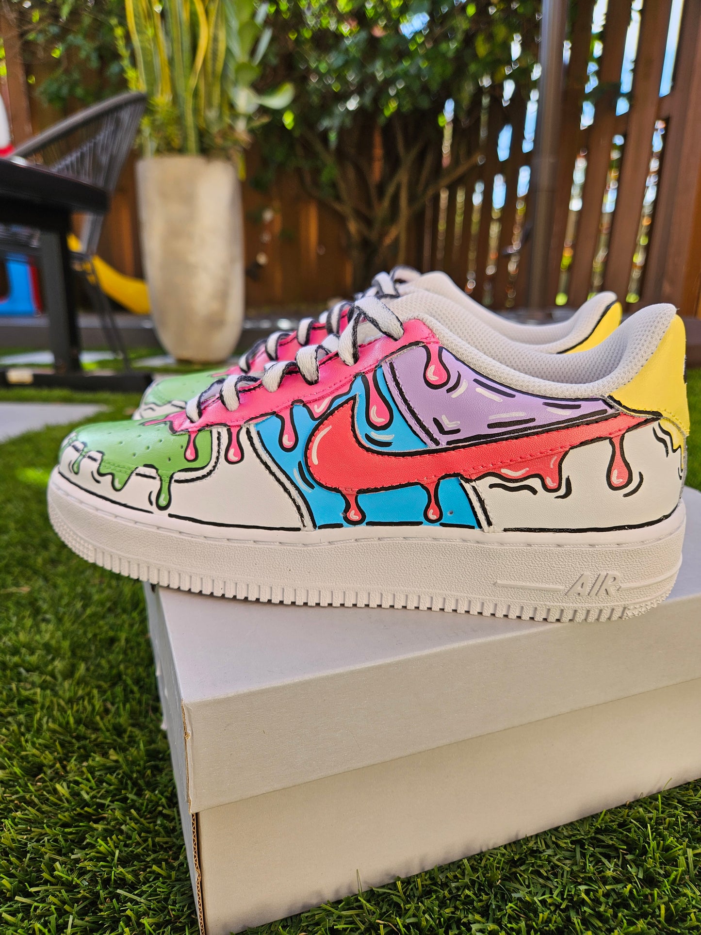 Hand-Painted Nike Air Force 1 – Cartoon Drip Custom Art Sneakers