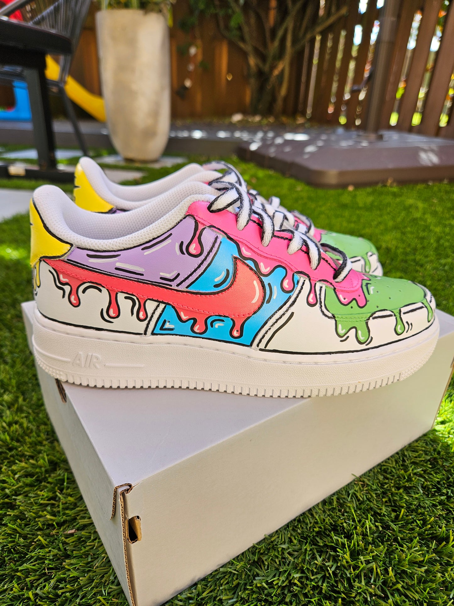 Hand-Painted Nike Air Force 1 – Cartoon Drip Custom Art Sneakers