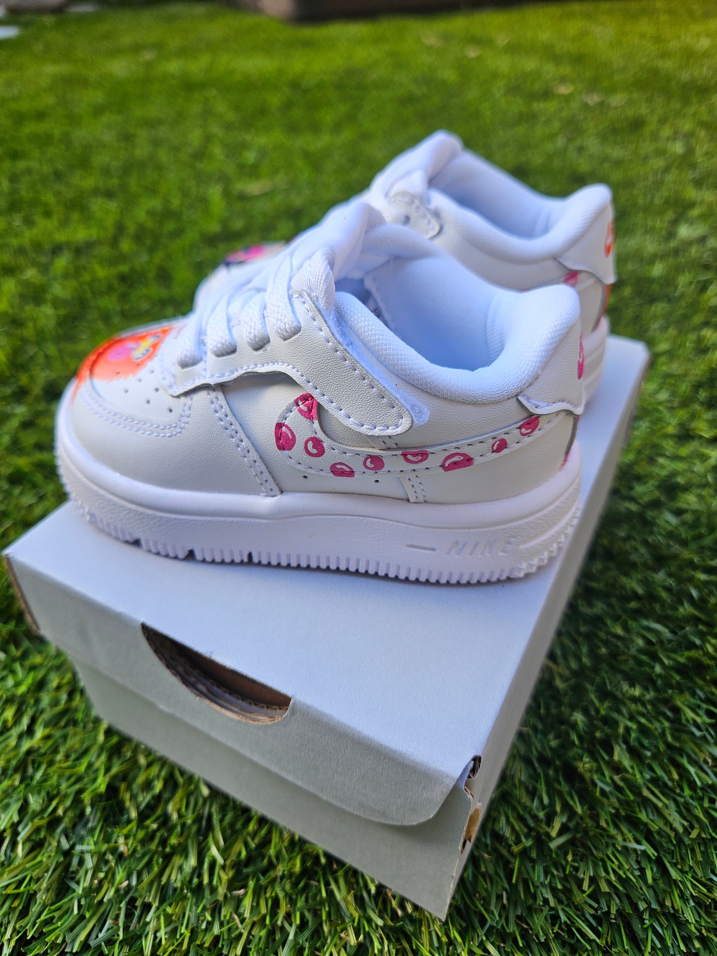 Pink Ms. Rachel Inspired Custom Shoes - Hand-Painted Toddler Nike Air Force 1 Low “Easy On”