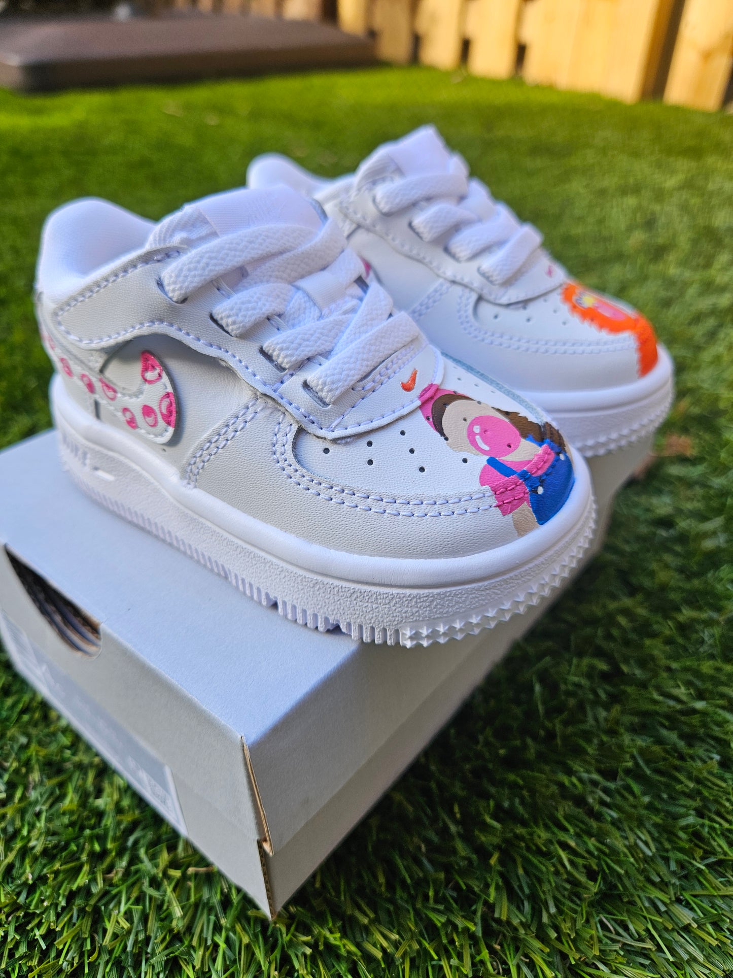 Pink Ms. Rachel Inspired Custom Shoes - Hand-Painted Toddler Nike Air Force 1 Low “Easy On”