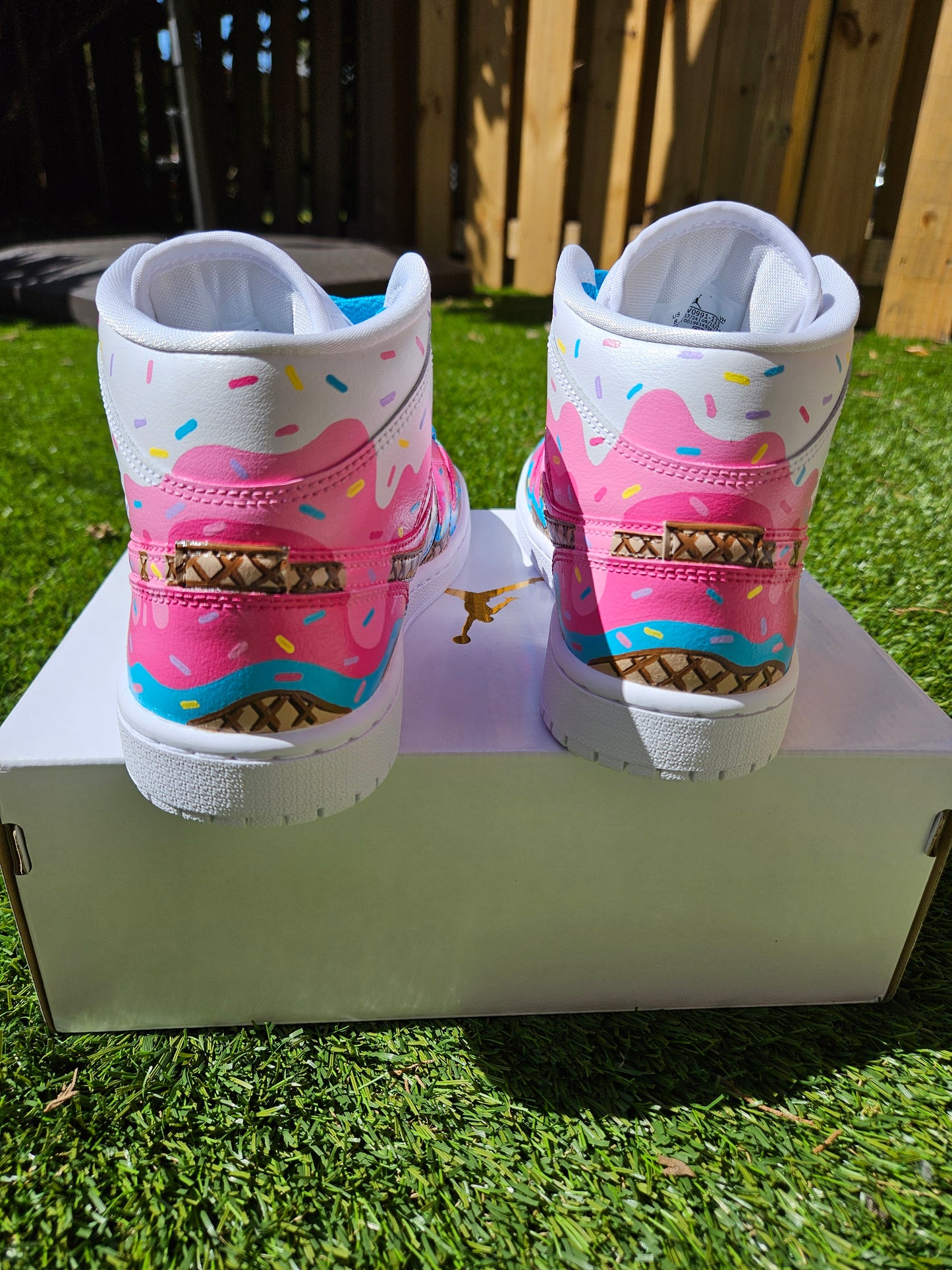 Hand-Painted Ice Cream Drip Jordan 1 Mid – Rainbow Sprinkles Custom Sneakers