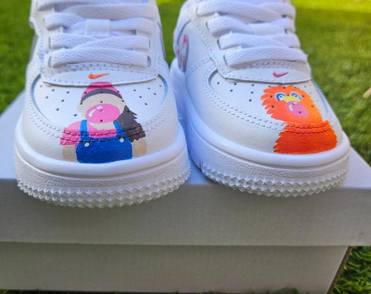 Pink Ms. Rachel Inspired Custom Shoes - Hand-Painted Toddler Nike Air Force 1 Low “Easy On”